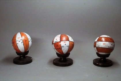6 spheres with the + and - regions of the easiest spherical functions