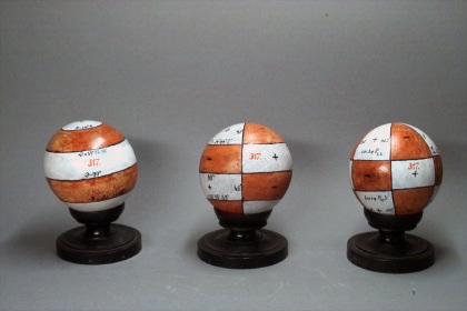 6 spheres with the + and - regions of the easiest spherical functions