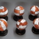 6 spheres with the + and - regions of the easiest spherical functions
